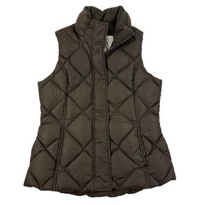 Eddie Bauer Brown EB700 Quilted Puffer Vest Full Zip Premium Goose Down Size XS